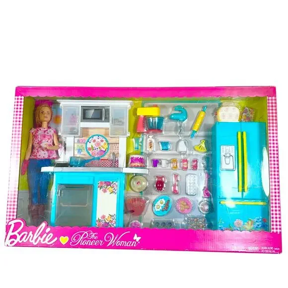 Barbie The Pioneer Woman Doll & Kitchen Set Bundle Barbecue Pasta Dishwasher